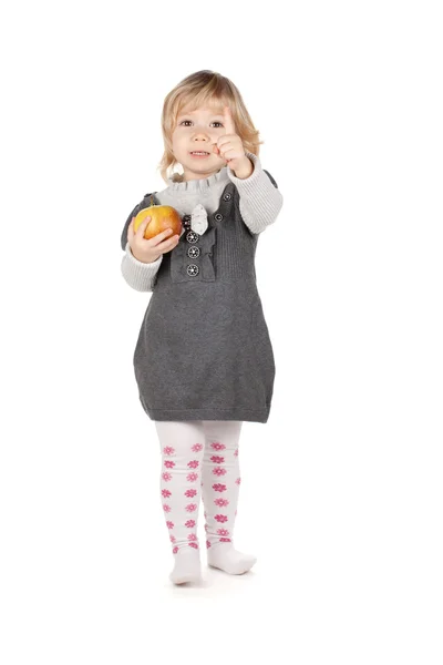 Menina bebê com maçã — Fotografia de Stock