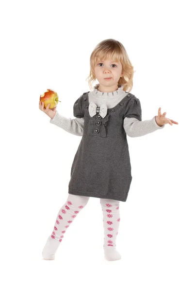 Bébé fille manger pomme — Photo