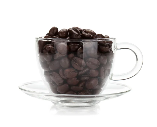 유리 컵에 커피 콩 — 스톡 사진