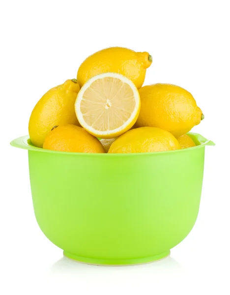 Fresh ripe lemons in a bowl — Stock Photo, Image