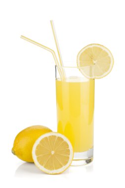 Lemon juice glass and fresh lemons clipart