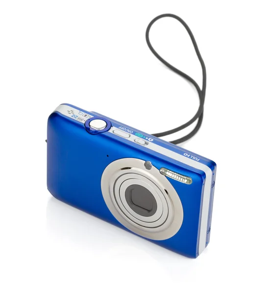 Modrý kompaktní fotoaparát — Stock fotografie