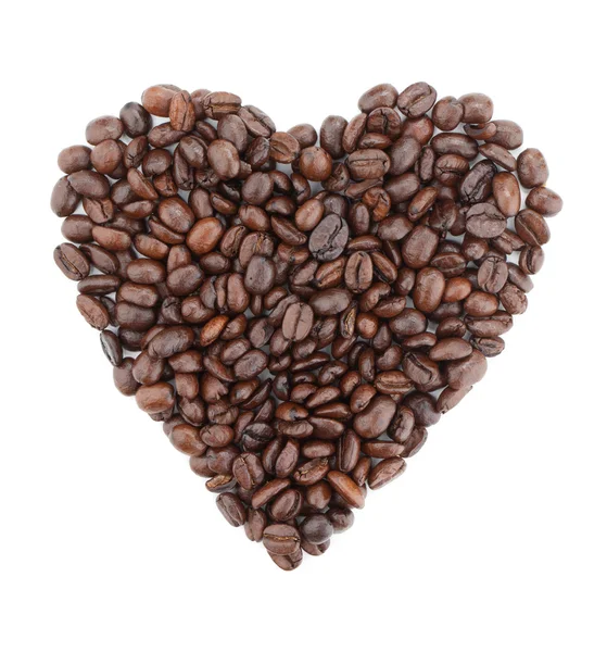Hjärtform gjord av kaffebönor — Stockfoto