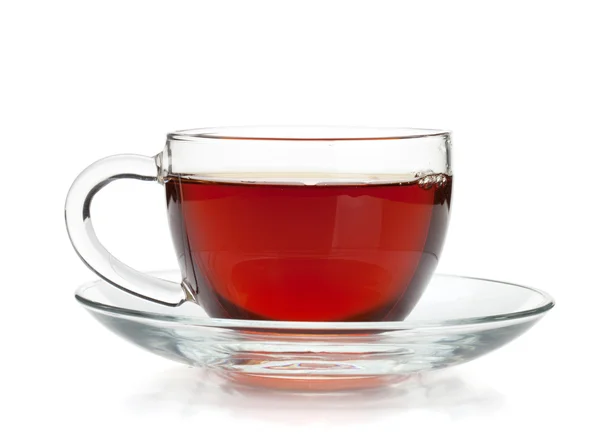 Svart te i glas cup — Stockfoto
