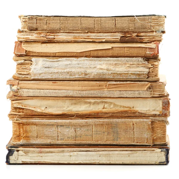 Oude boeken van verschillende vorm en kleur. geïsoleerd op witte backgr — Stockfoto