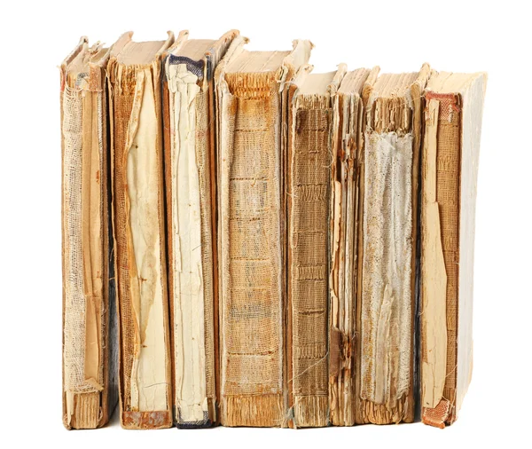 Staré knihy různých tvarů a barev. izolované na bílém pozadí — Stock fotografie