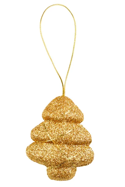 Χρυσό διακοσμητικό χριστουγεννιάτικο δέντρο παιχνίδι απομονωμένο σε λευκό — Φωτογραφία Αρχείου