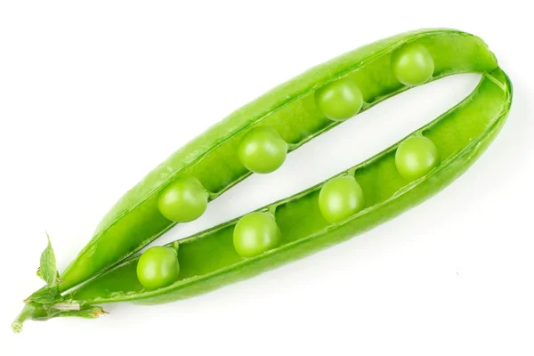 Gousse de pois vert frais sur fond blanc — Photo