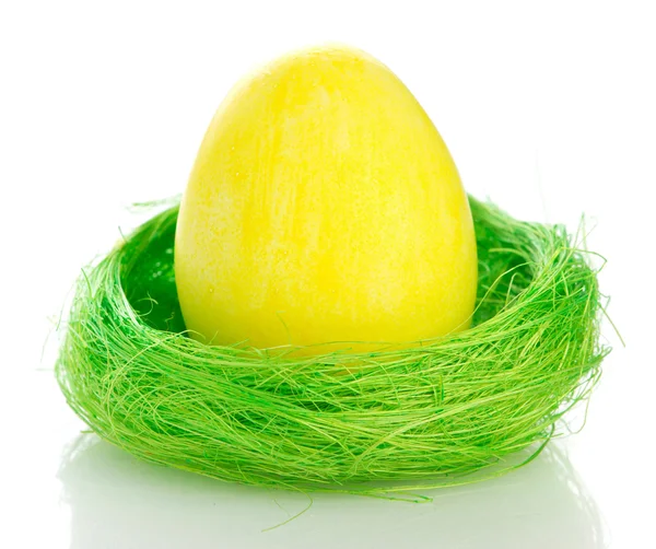 Huevo de Pascua en el nido aislado sobre fondo blanco —  Fotos de Stock