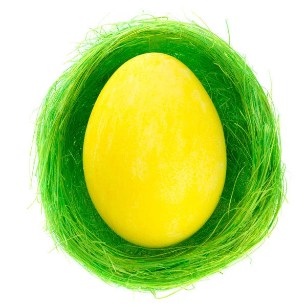 Пасхальное яйцо в гнезде изолированы на белом фоне — стоковое фото