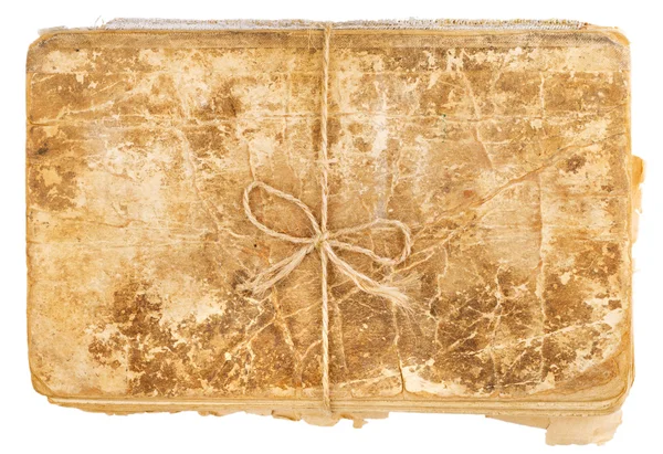 Eski kitaplar üzerinde beyaz izole iple bağlı yığını — Stok fotoğraf