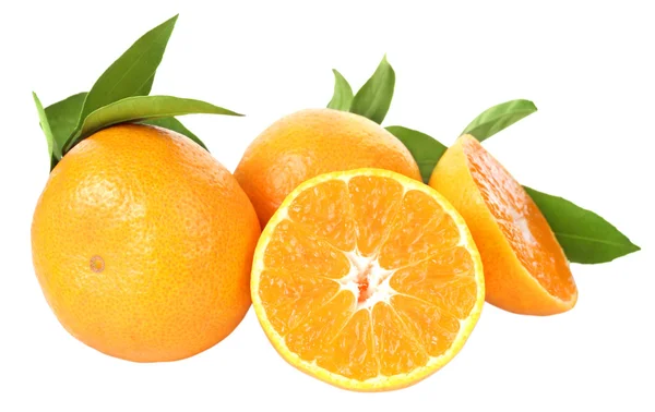 Frische Mandarinen auf weißem Hintergrund Stockbild