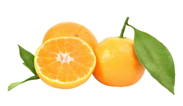 Čerstvé mandarinky na bílém pozadí Stock Obrázky