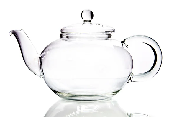 Stock image Empty glass teapot on white background