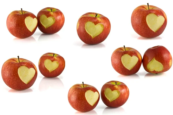 Červené jablko srdce — Stock fotografie