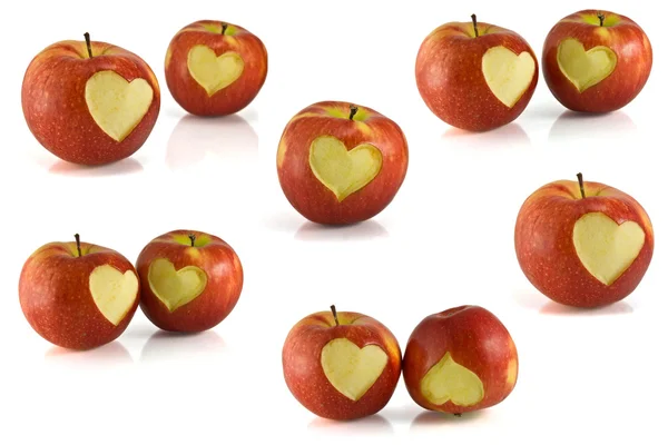 Kırmızı elma kalp — Stok fotoğraf