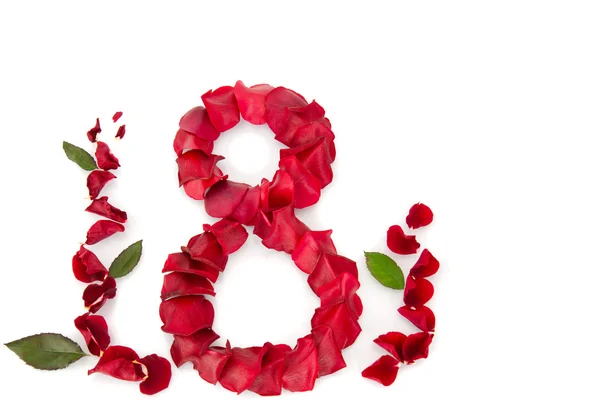 Rose petals in a shape of number eight — Stock Photo, Image
