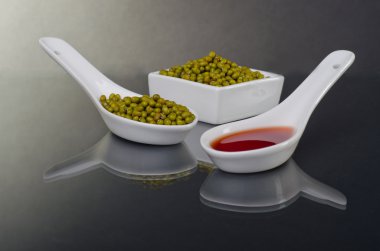 Mung beans in a ceramic bowl clipart