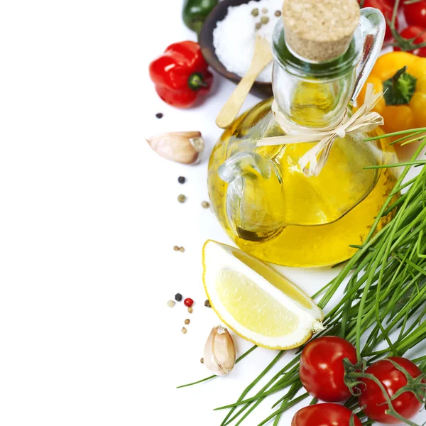 Olivolja och ingredienser — Stockfoto