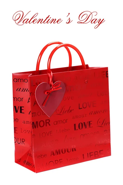 Покупки сумка для день Святого Валентина — стокове фото