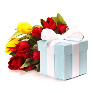 Gift box with flowers clipart