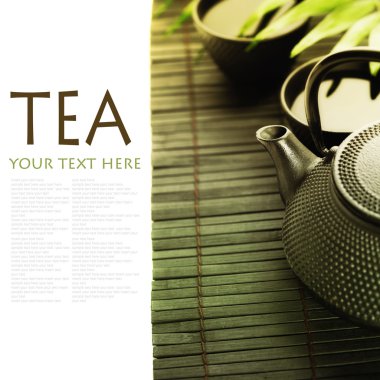 Green tea and chopsticks clipart