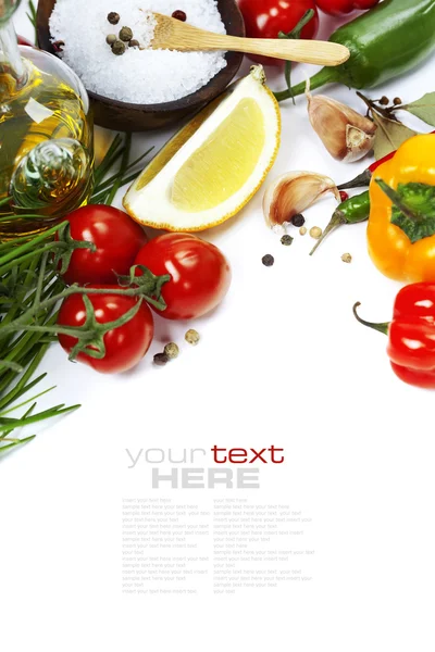 Olio d'oliva e ingredienti — Foto Stock