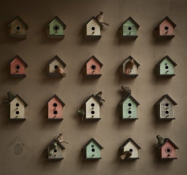 Small houses on the wall clipart