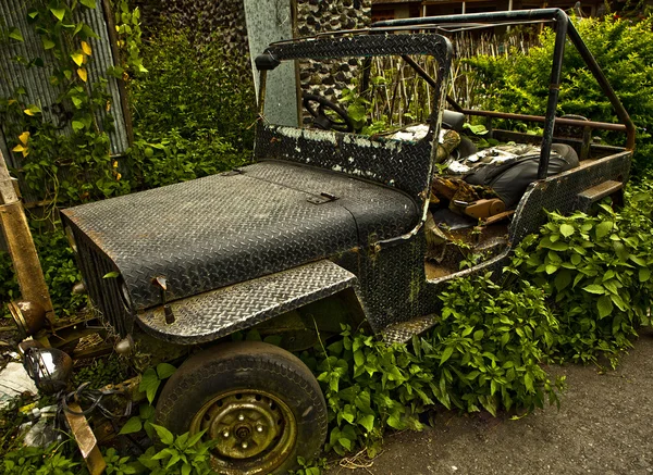 Izolované jeep v křoví — Stock fotografie
