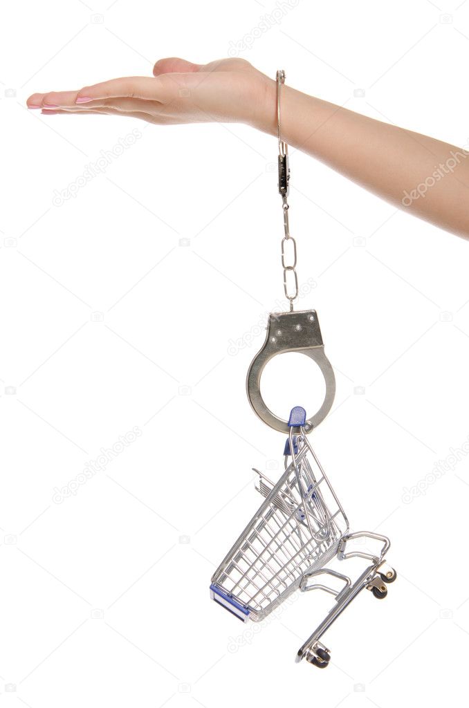 Shopping cart handcuffed to the arm