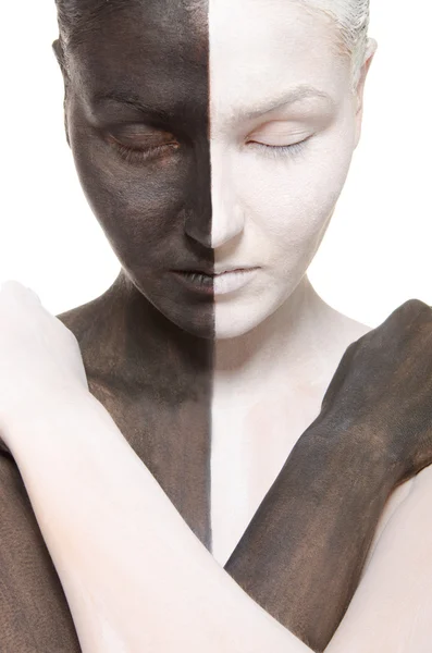 Retrato de mujer en maquillaje blanco y negro —  Fotos de Stock