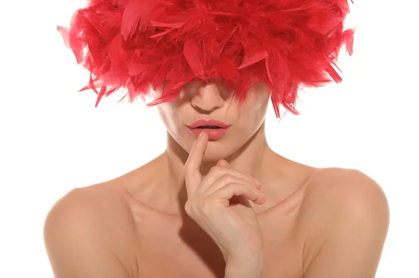 赤い帽子の美しいセクシーな女性 — ストック写真
