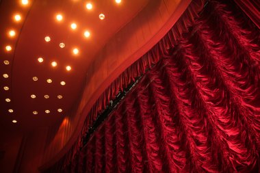 Theater stage with red curtain clipart