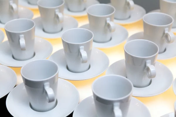 Muchas tazas de café blanco —  Fotos de Stock