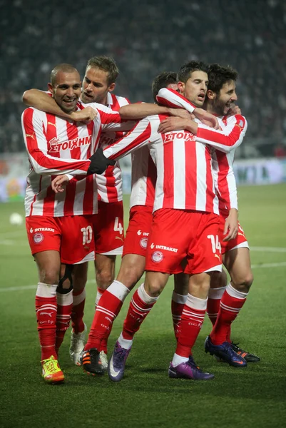 Celebración el segundo gol de Olympiakos — Foto de Stock