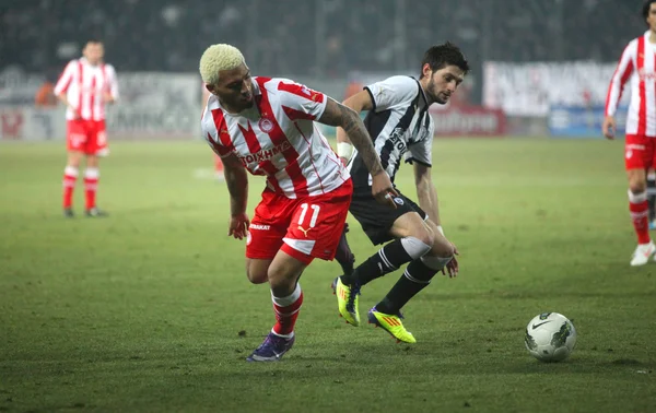 Football match between Paok and Olympiakos (0-2) — Stock Photo, Image