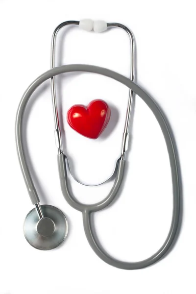 Serce stetoskop idealna czerwony — Zdjęcie stockowe