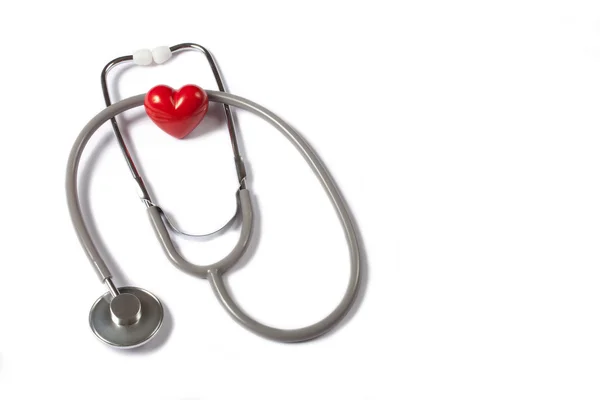 Serce stetoskop idealna czerwony — Zdjęcie stockowe