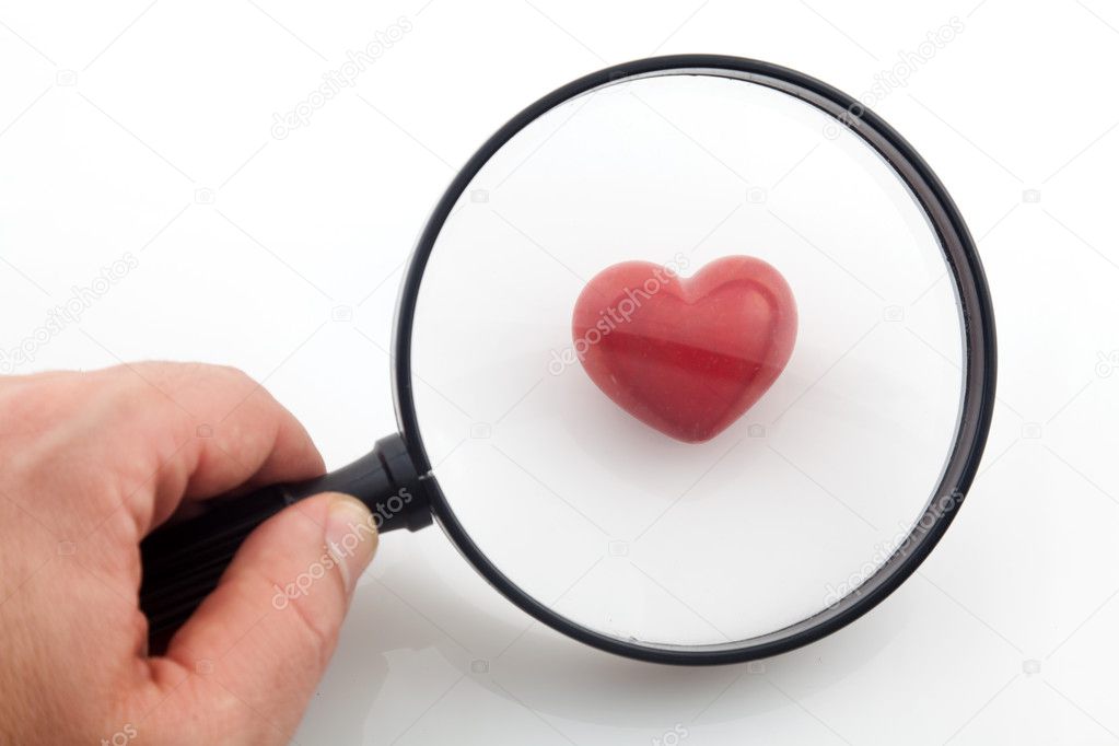 Magnifying glass & red heart