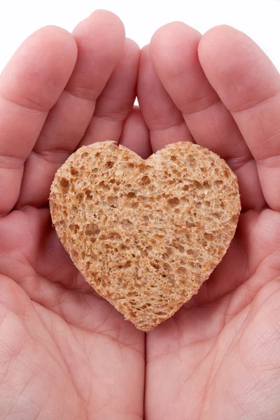 Un pedazo de pan ofrecido con amor - aislado sobre blanco —  Fotos de Stock