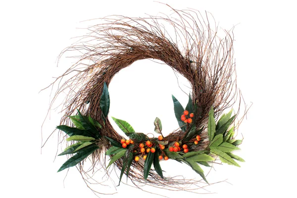 Twig and orange berry wreath — Stock Photo, Image