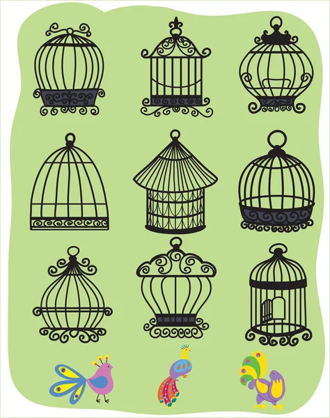 Bird cages — Stock Vector