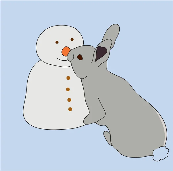 stock vector Rabbit and snowman