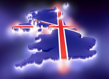 Map the United Kingdom with light clipart