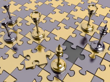 Chess on a puzzle board clipart