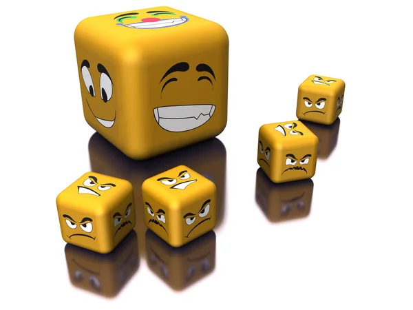 Mirrored dice with emotion — Stock Photo, Image