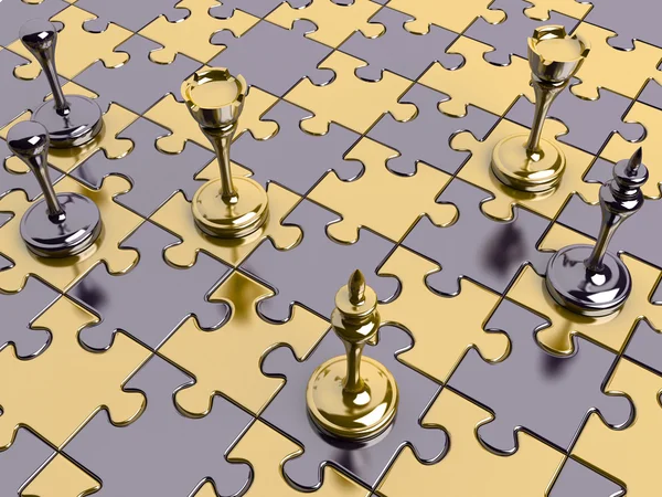 Chess on a puzzle board — Stock Photo, Image