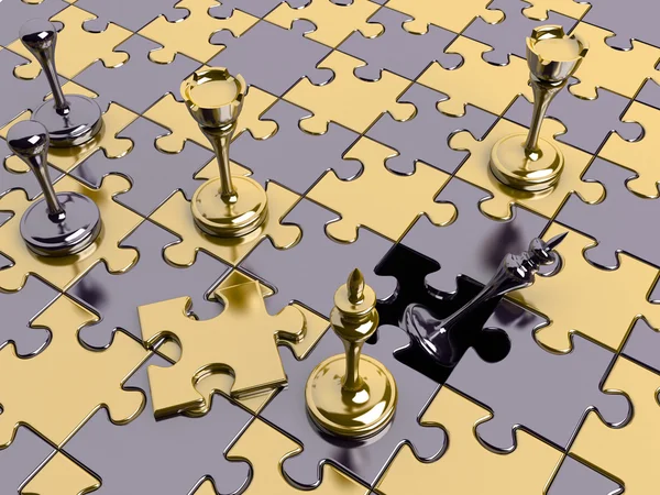 Scacchi su una tavola puzzle — Foto Stock