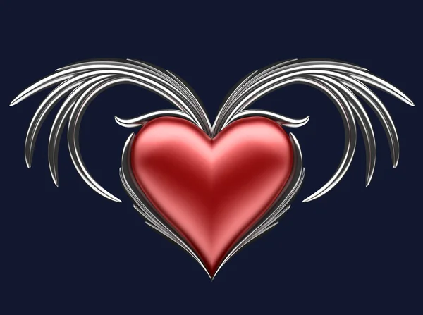 Red heart with wings — Stock Photo, Image