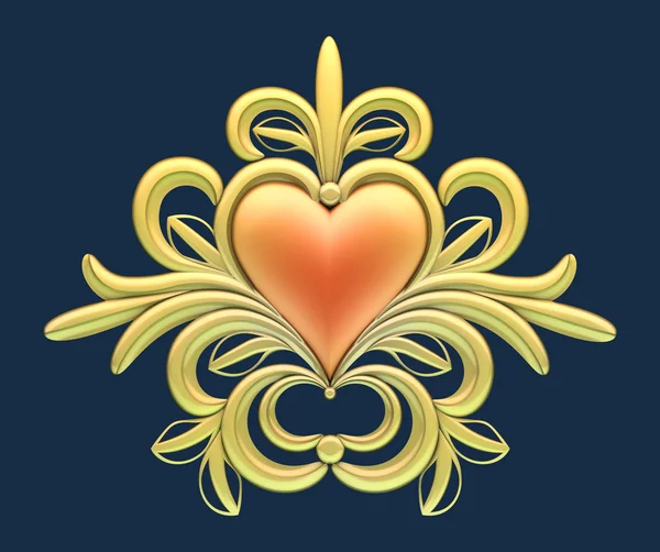 Heart with floral ornament — Stock Photo, Image